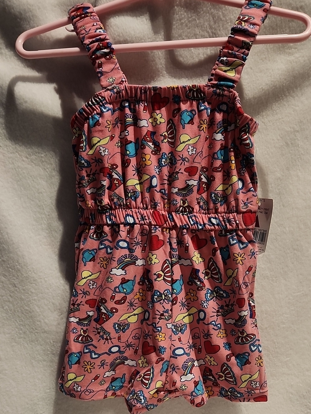 Kidgets Pink Girls Summer Multi-Print Sleeveless Romper